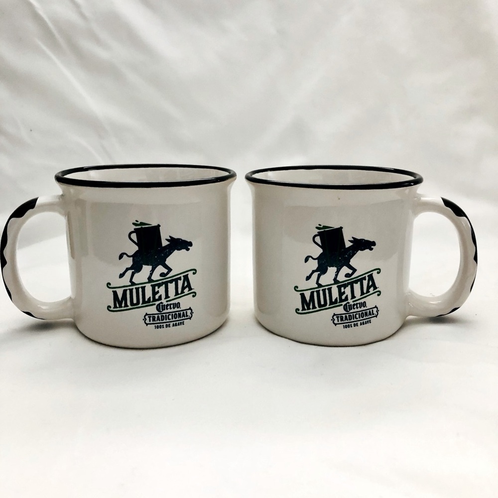Muletta Cuervo Tradicional 100% DE AGAVE Ceramic Coffee Cup Mug 8oz - Set of 2